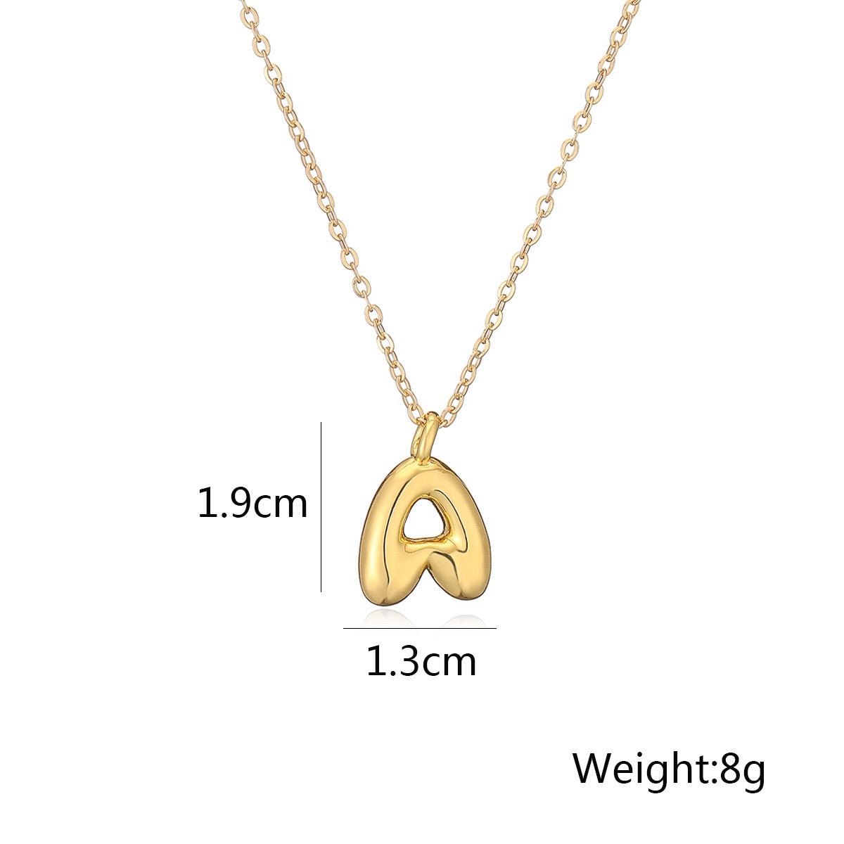 14K Gold Puffy Letter Initial Pendant Necklace - 