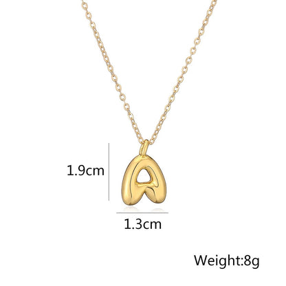 14K Gold Puffy Letter Initial Pendant Necklace - 