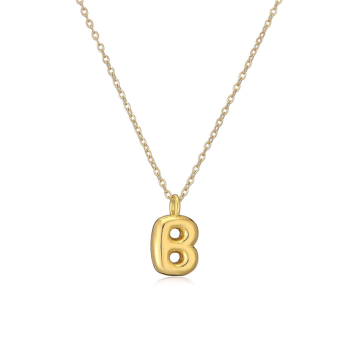 14K Gold Puffy Letter Initial Pendant Necklace - 