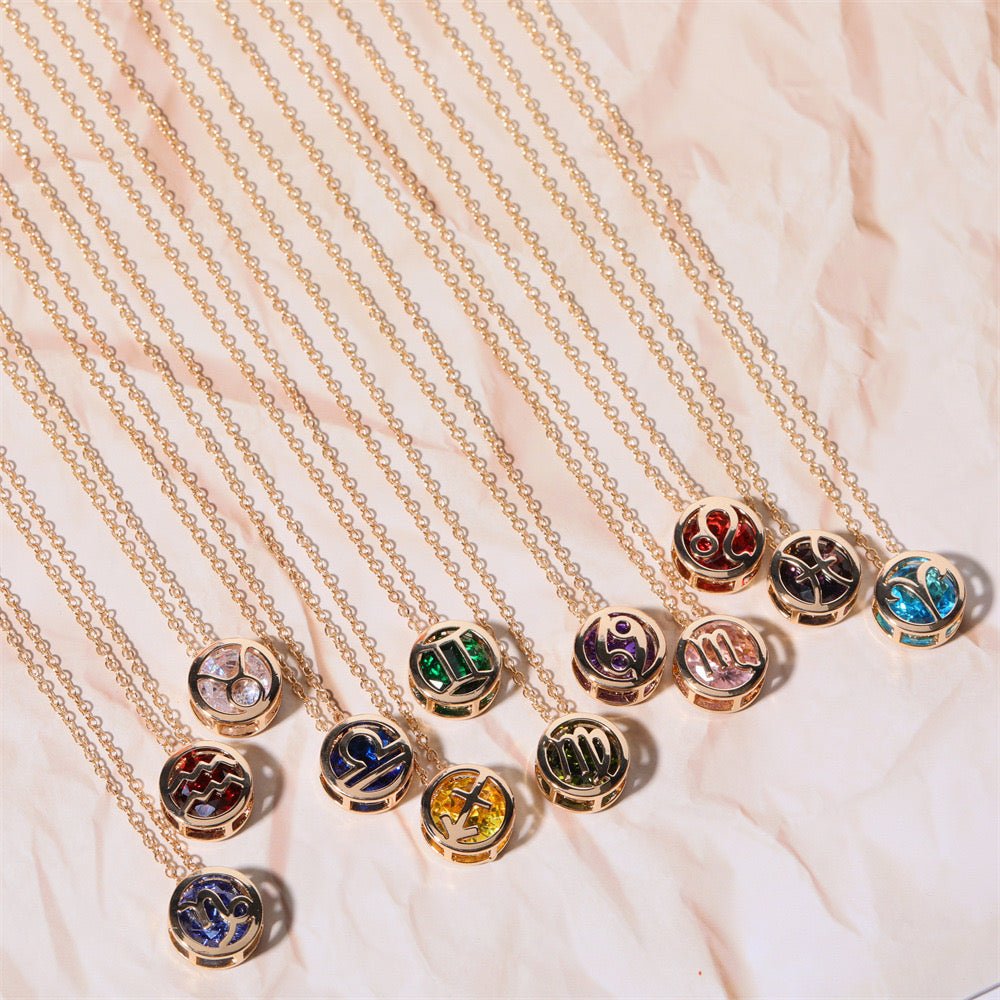 14K Gold Zodiac Birthstone Necklace - 