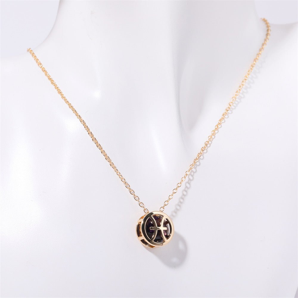 14K Gold Zodiac Birthstone Necklace - 