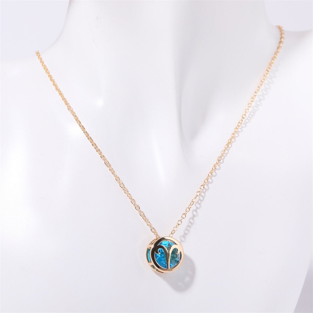 14K Gold Zodiac Birthstone Necklace - 