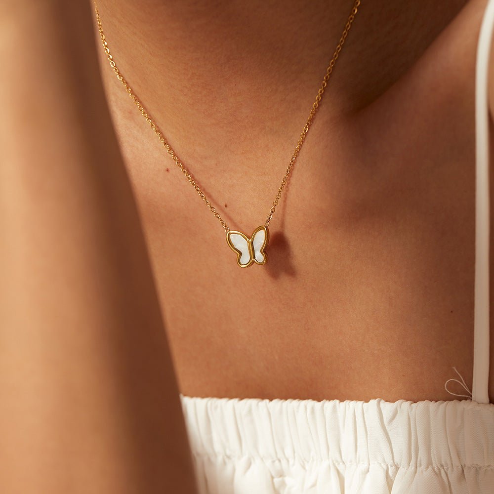 14K Innocent Butterfly Gold Necklace - 