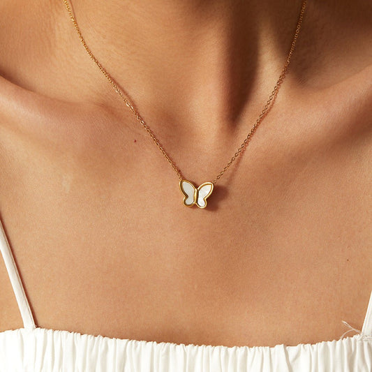 14K Innocent Butterfly Gold Necklace - 