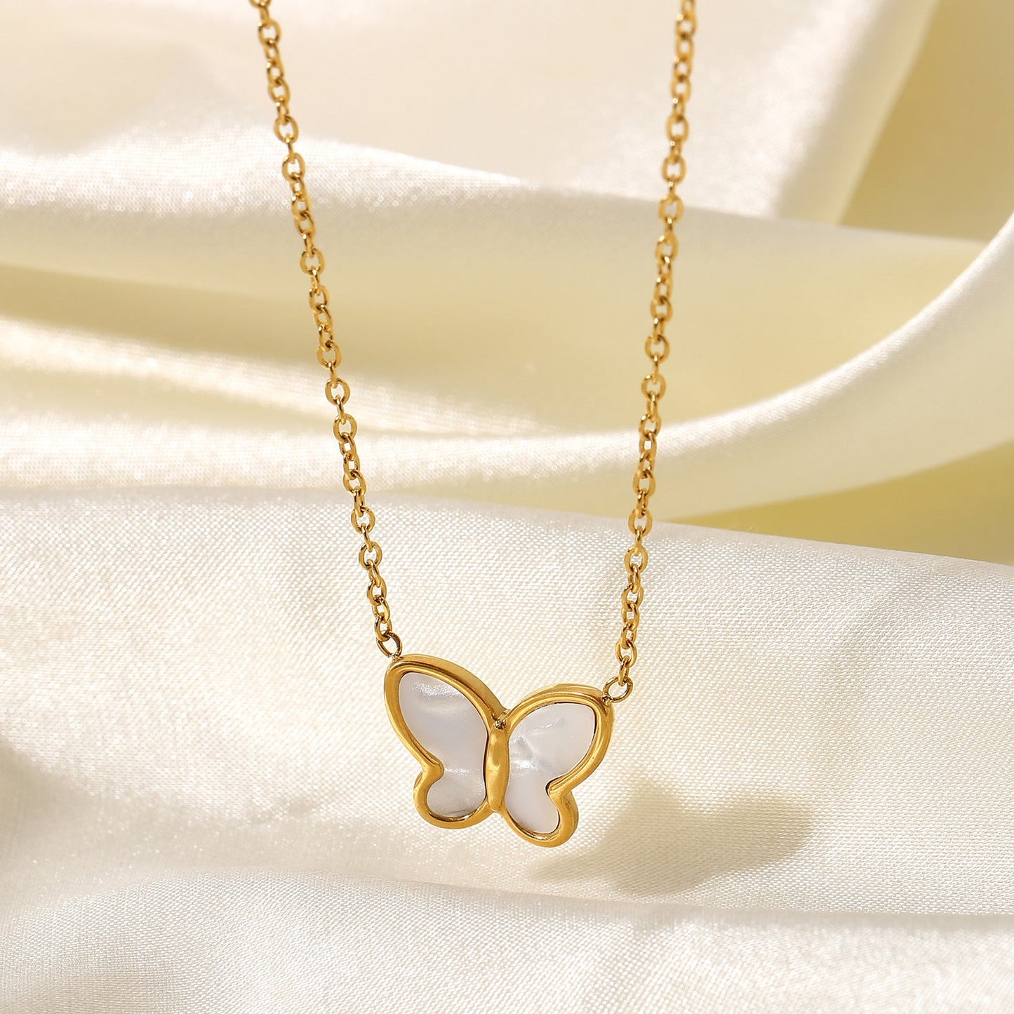 14K Innocent Butterfly Gold Necklace - 