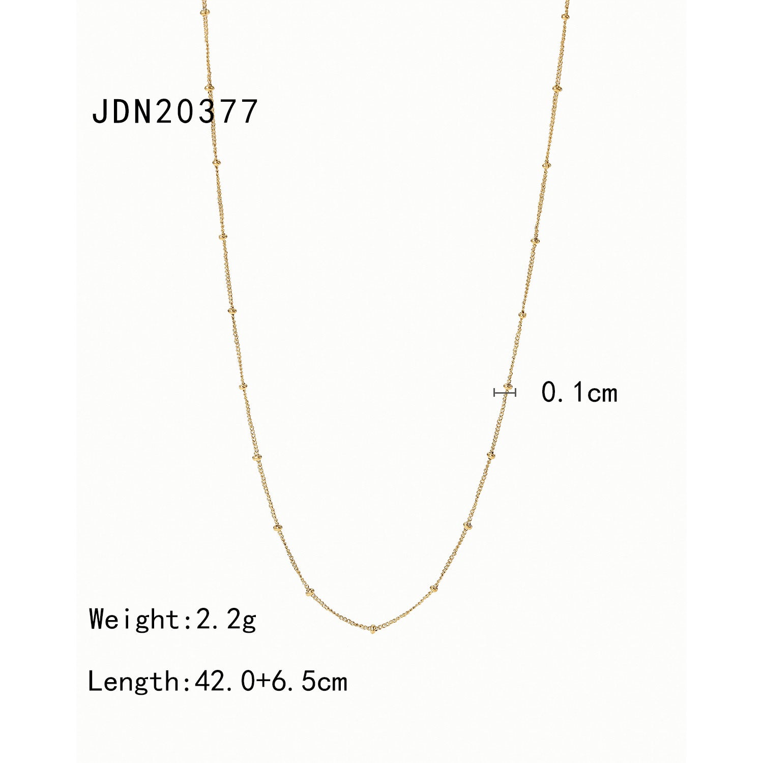 18K Gold Danity Beaded Chain Necklace