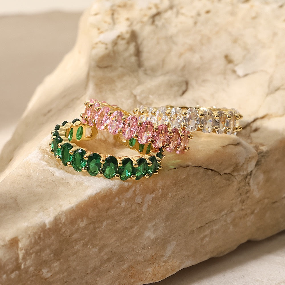 18K Gold Dazzle Bling Tennis Ring