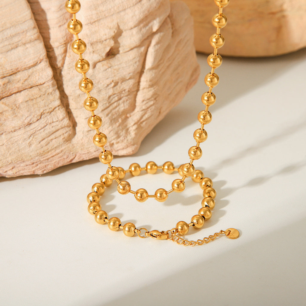 18K Gold Chic Ball Chain Beaded Bracelet