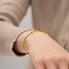 18K Gold Floating Beades Stacking Cuff Bangle Bracelet