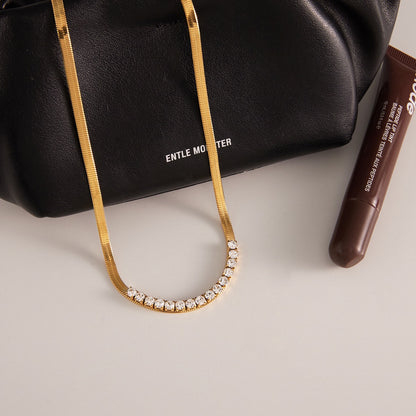 18K Gold Guardian Elephant Pendant Herringbone Snake Chain Layered Necklace Set