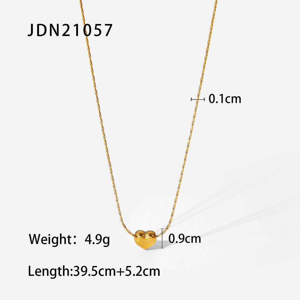 18K Gold Dainty Heart Pendant Necklace