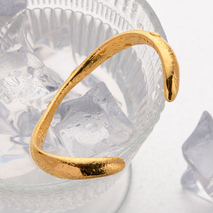 18K Gold Radiance Statement Cuff Bangle Bracelet