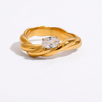 18K Gold Perfect Match Twisted Wavy Band Cocktail Stacking Rings