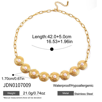 18K Gold Modern Goddess Pearl Chunky Statement Necklace