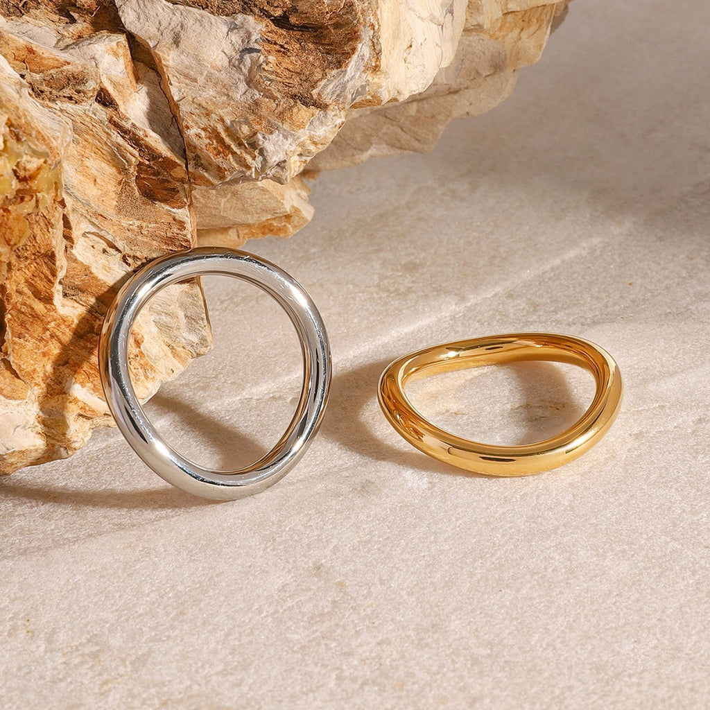 18K Gold and Silver Clean Lines Chic Stacking Rings