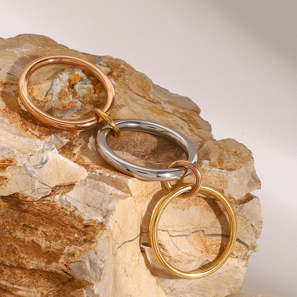 18K Gold and Silver Mixed Metal Multi Layers Spinelli Trinity Stacking Rings