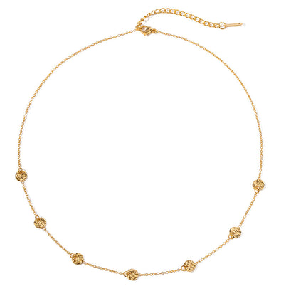 18K Gold Hammered Dots Chain Necklace