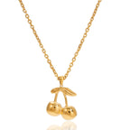 18K Gold Cherry Crush Pendant Cute Necklace