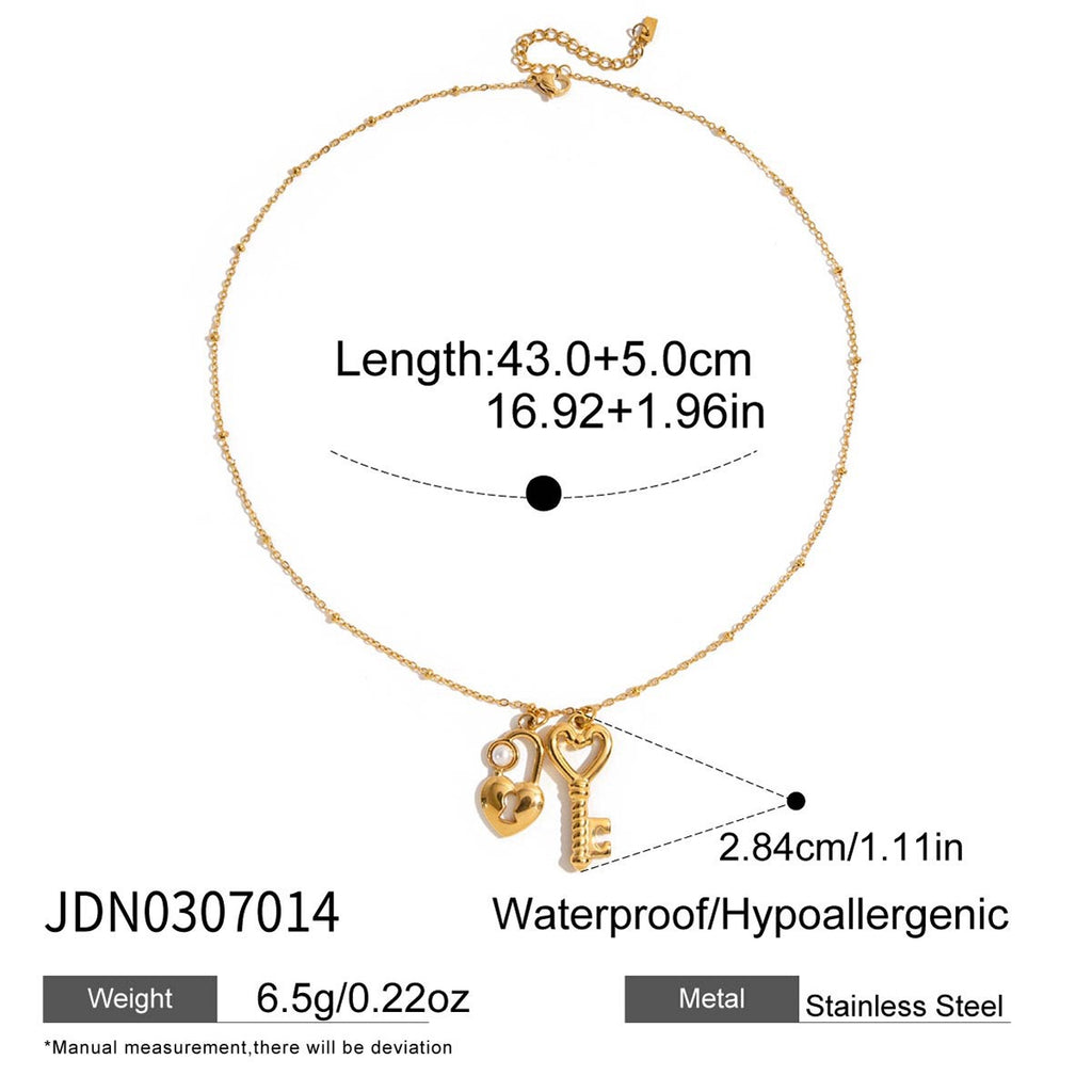 18K Gold Key to Your Heart Charm Pendant Necklace