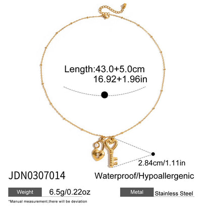 18K Gold Key to Your Heart Charm Pendant Necklace