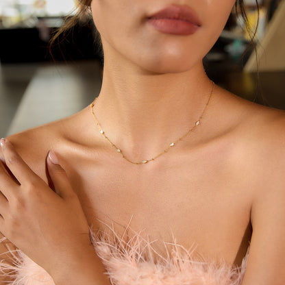 18K Gold Stardust Dainty CZ Chain Necklace