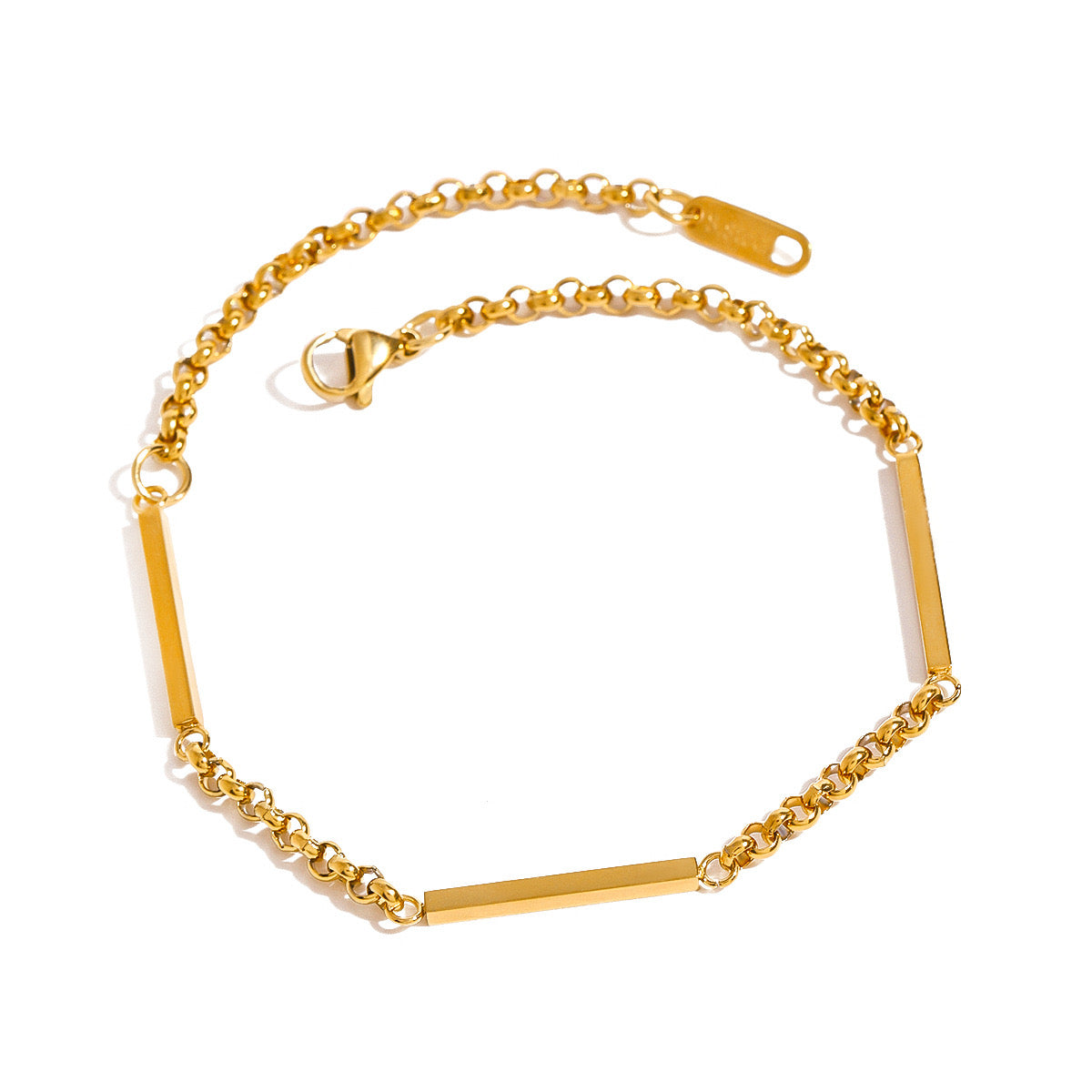 18K Gold Bar Chain Bracelet