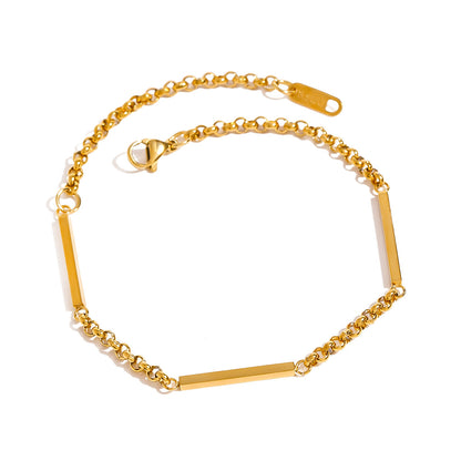 18K Gold Bar Chain Bracelet