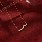 18K Gold Ocean Sway Pave Wave Dainty Pendant Necklace