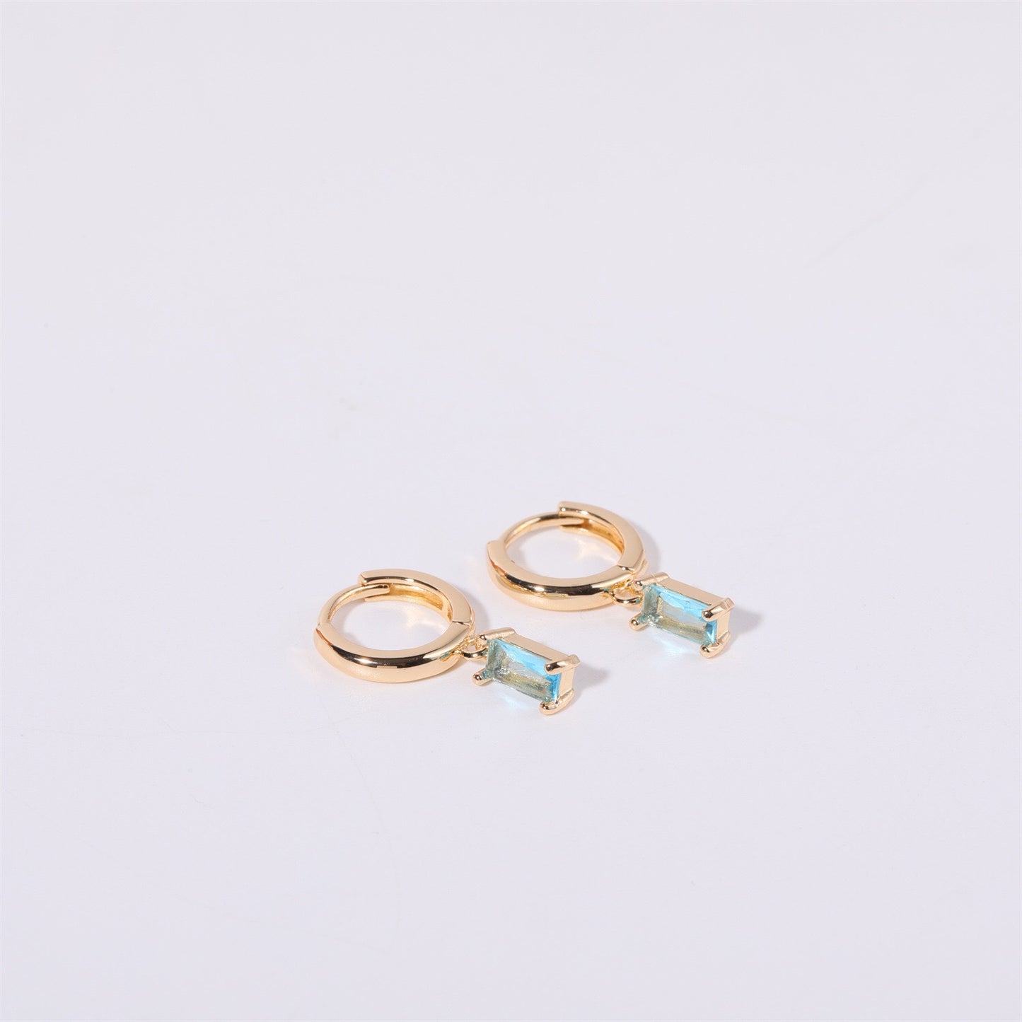 14K Gold Minimalist Birthstone Huggie Earrings