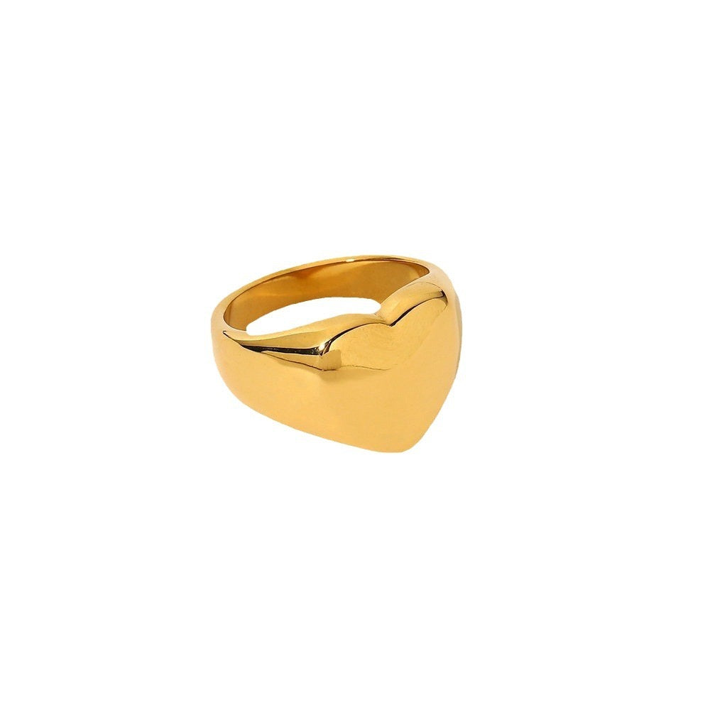 18K Gold Puffy Heart Signet Ring
