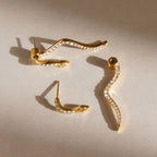 18K Gold Snake Ear Cuff & Stud Earrings Set