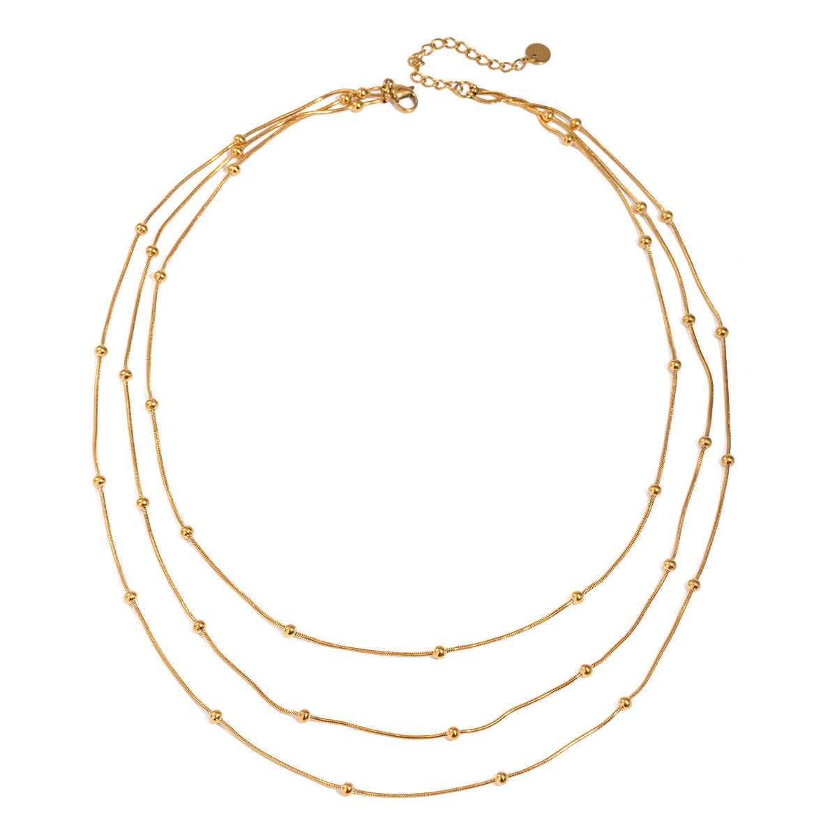 18K Gold Dainty Beaded Chain Layered Necklace Set