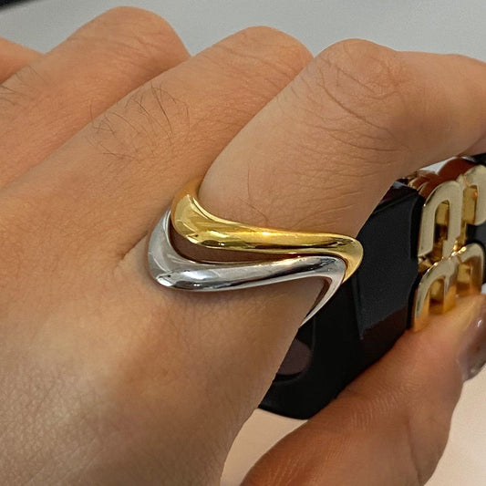 18K Gold Silm Chic Stacking Silver Ring