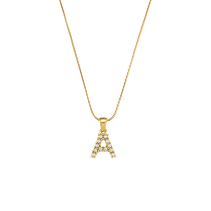 18K Gold Pearl Initial Pendant Necklace