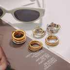 18K Gold and Silver Two Tone Pave Multi Layers Spinelli Stacking Rings