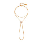 18K Gold Waterproof Dainty Flower Hand Chain Bracelet