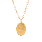 18K Gold Rose Oval Plate Pendant Necklace