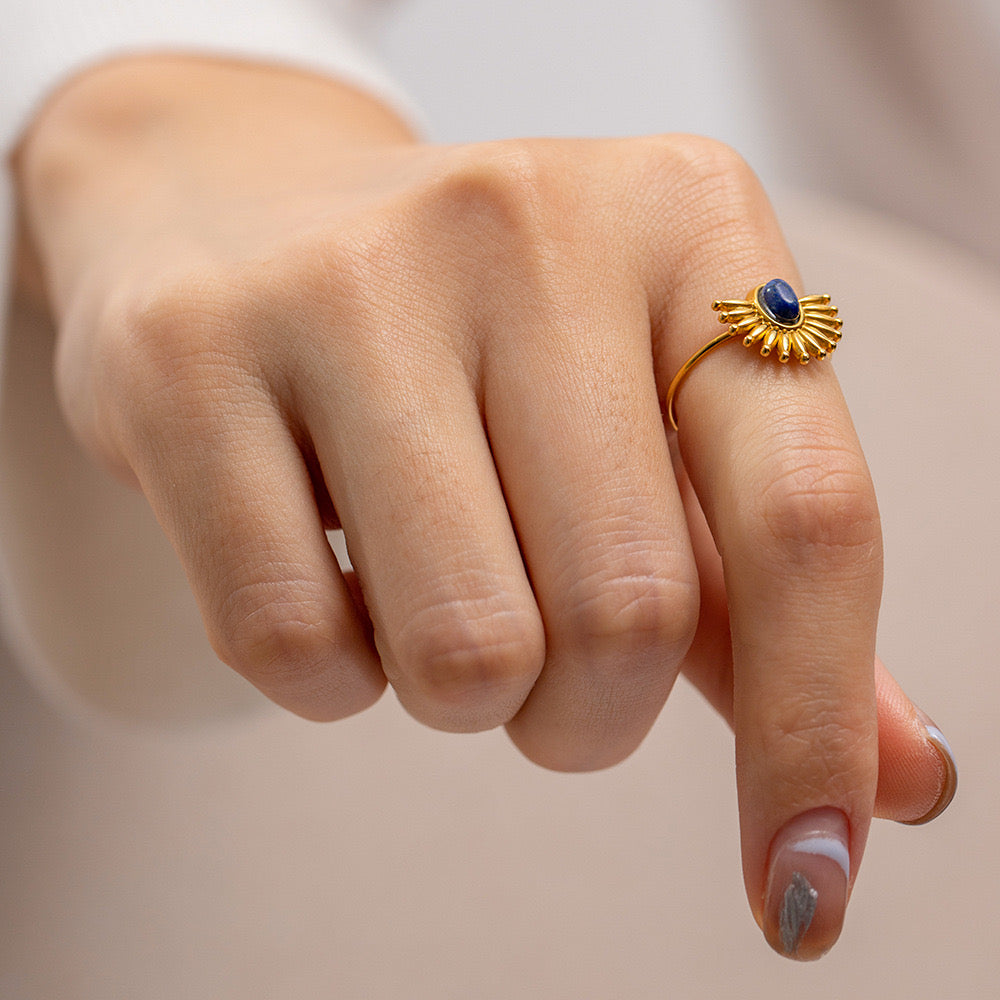 18K Gold Blazing Sun Ring