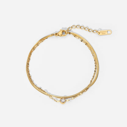 18K Gold Minimalist Layered Bracelet