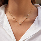 18K Gold Crystal Tear Teardrop Bezel Dainty CZ Necklace