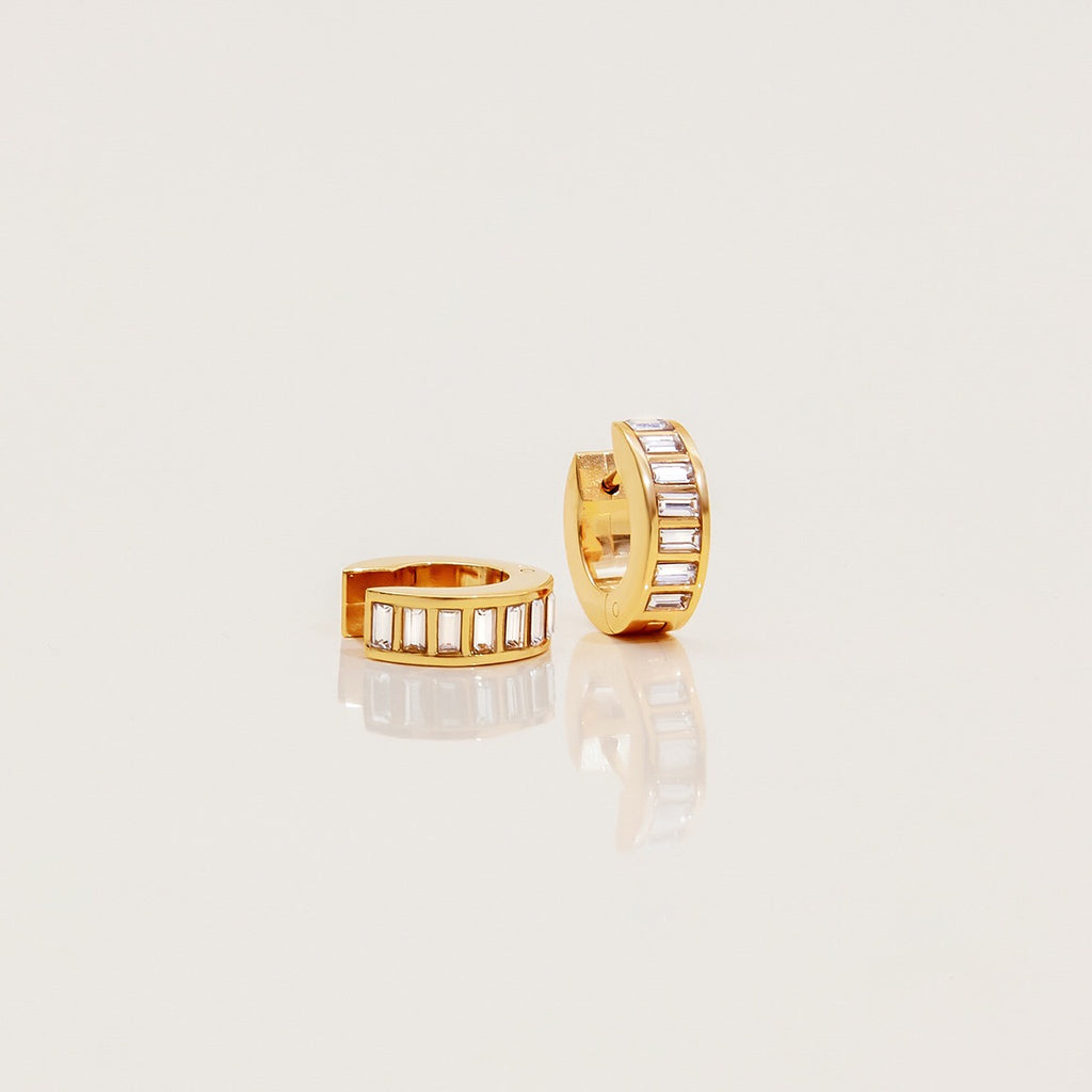 18K Gold Temptation Bling Small Hoop Huggie Earrings
