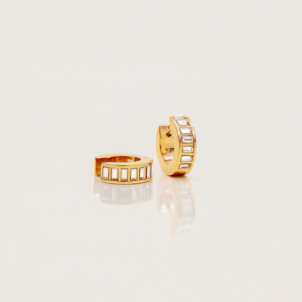 18K Gold Temptation Bling Small Hoop Huggie Earrings
