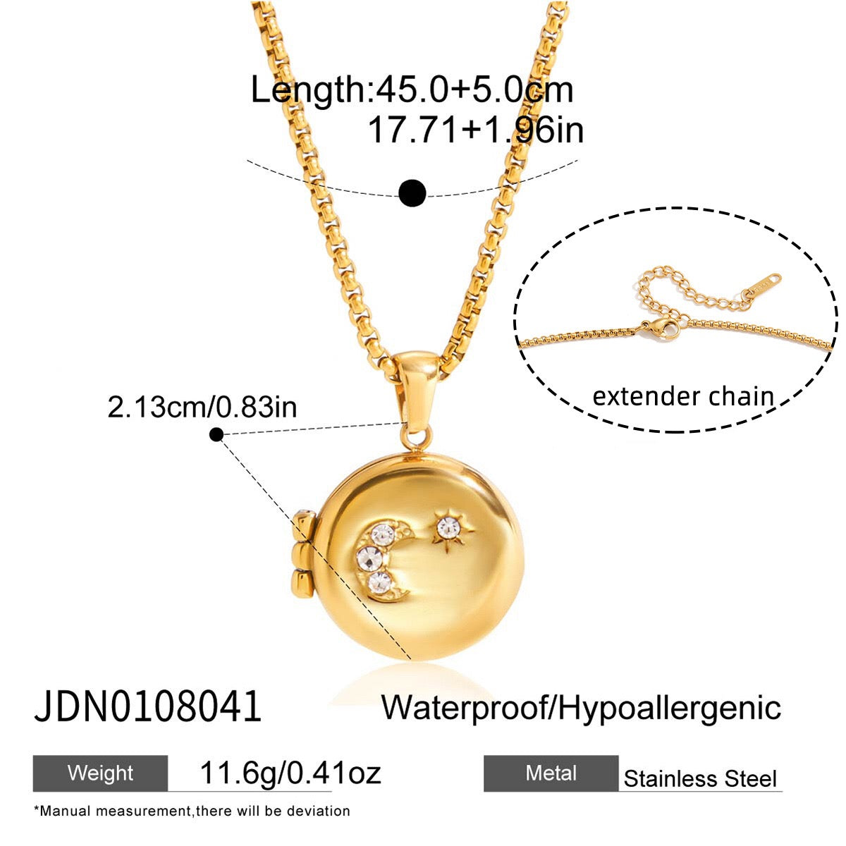 18K Gold Keepsake Heart Book Locket Pendant Box Chain Necklace