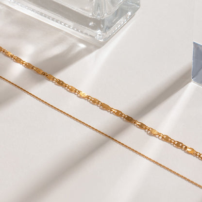 18K Gold Afterglow Dainty Double Chain Layered Necklace