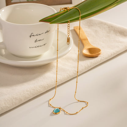 18K Gold Ocean Eye Opal Pendant Necklace