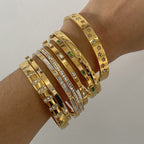 18K Gold Golden Hour Star Bangle Bracelet Stack