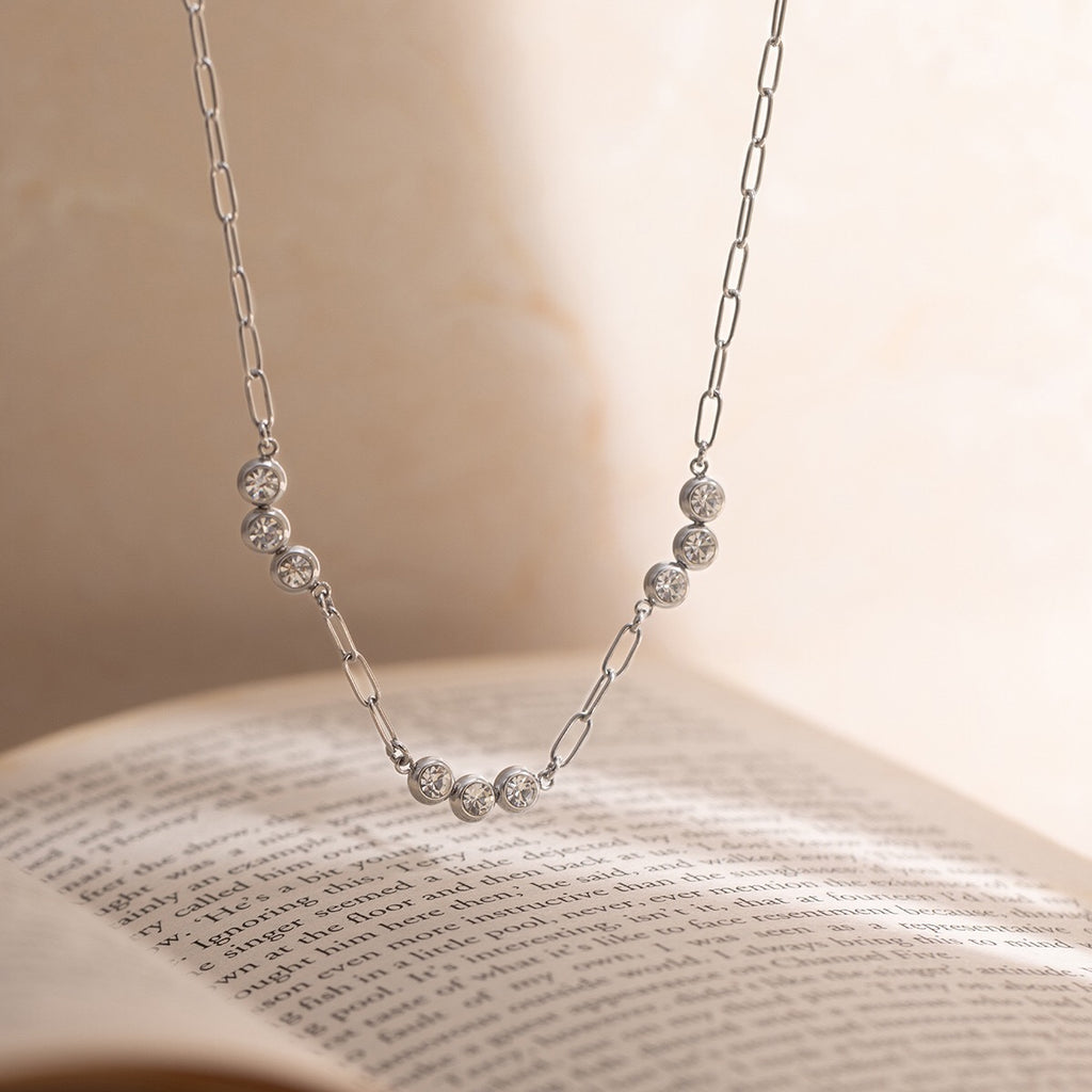 18K Gold Pearl Talk Simple Paper Clip Chain Necklace