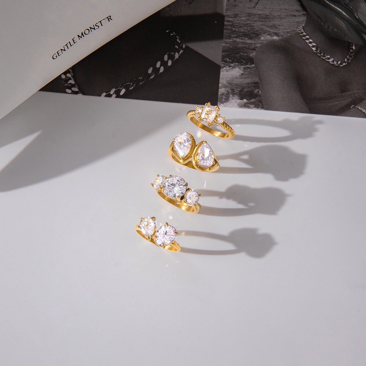 18K Gold Diamond Royale Statement CZ Cocktail Ring