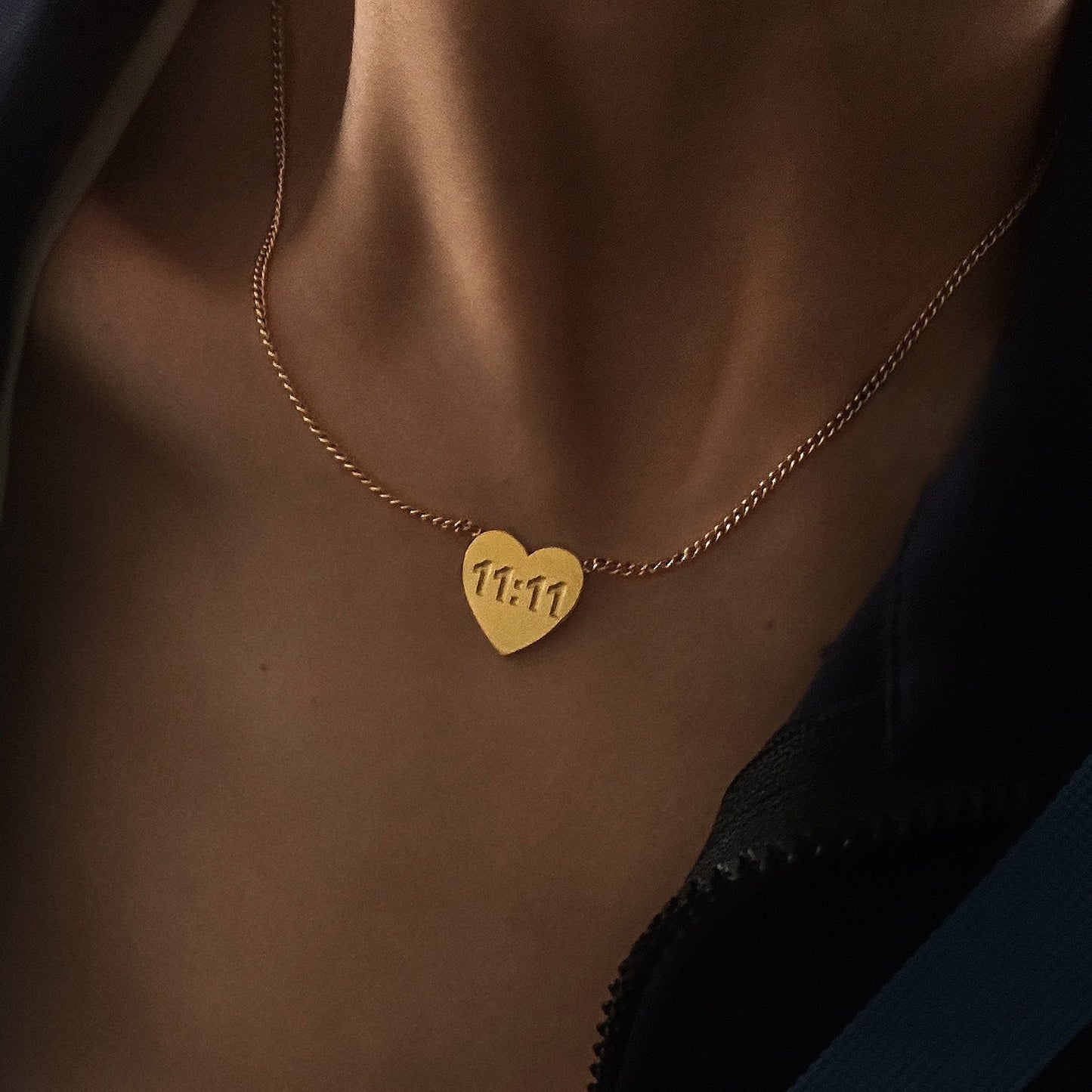 18K 11:11 Heart Necklace - 