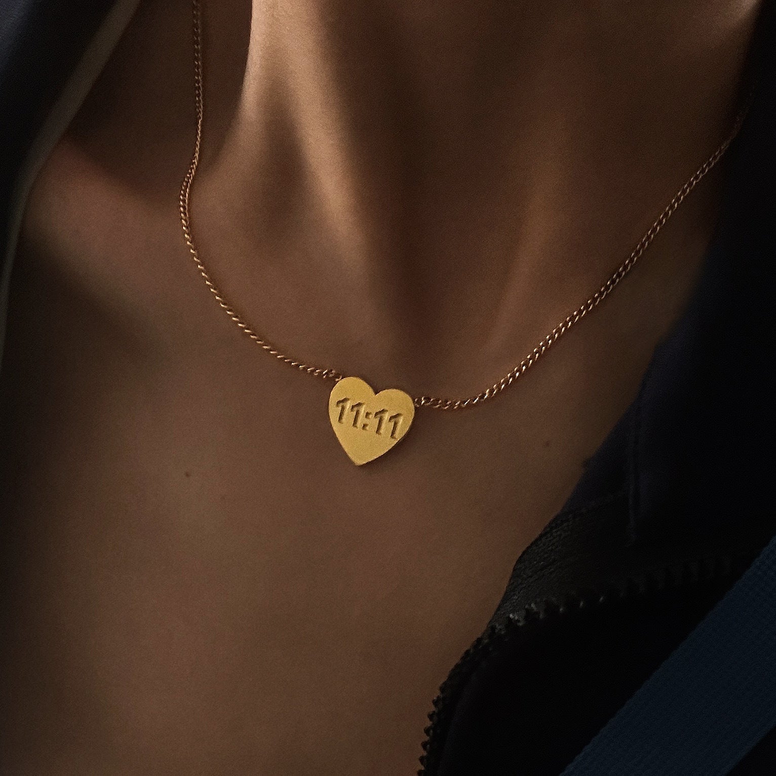 18K 11:11 Heart Necklace - 